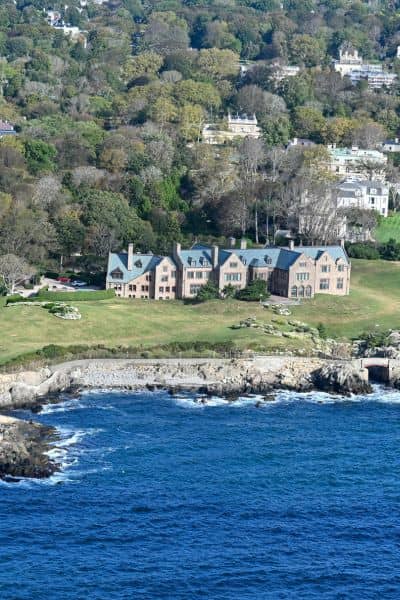 Aerial view of coastal properties used for drone mapping and land survey data collection